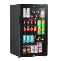 Baridi Under Counter Wine/Drink/Beverage Cooler/Fridge, Built-In Thermostat, Light, Security Lock, 85 Litre – Black